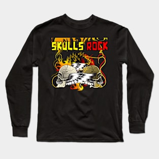 skulls rock text design T-shirt Long Sleeve T-Shirt